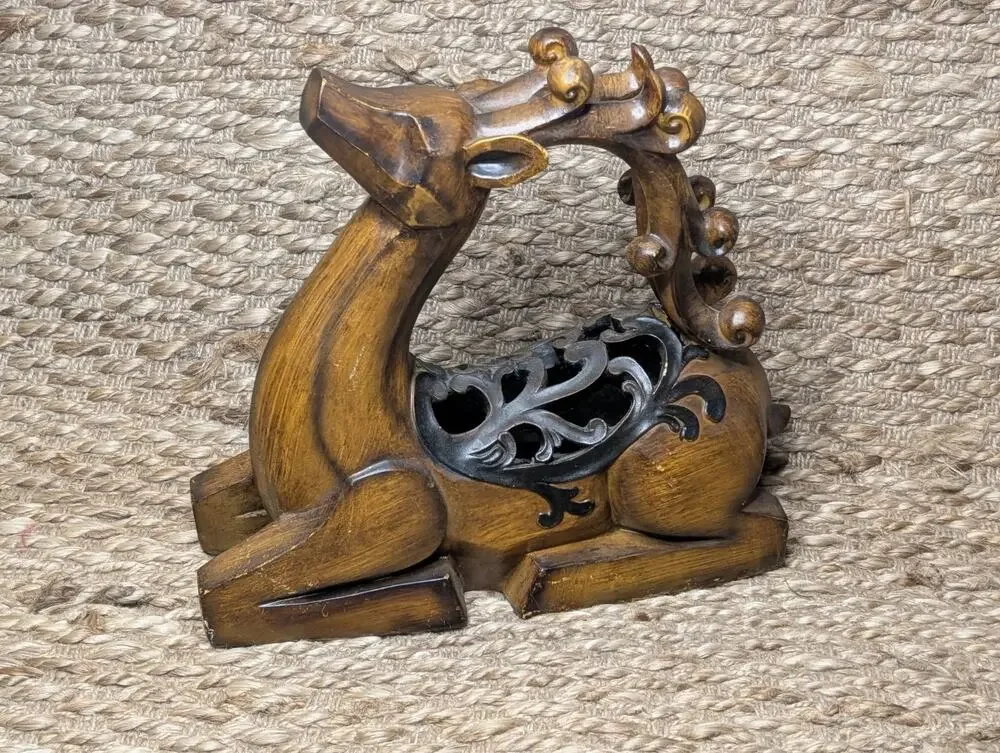 Hobby Lobby Rustic Christmas Reindeer Sculpture Stained Wood Look Holiday Decor